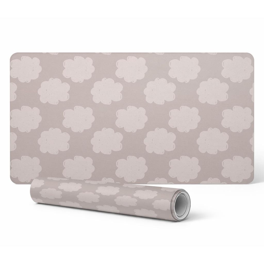 Anti-slip Desk Mat with a Cloud Pattern On a Beige Background 100x50 Cm