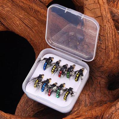 Heißer Verkauf 5/10 Stück Künstliche Insekten-Köder, Schnell sinkende Messingperlenkopf Scud Fliegenwurm Forellen Angelköder Set