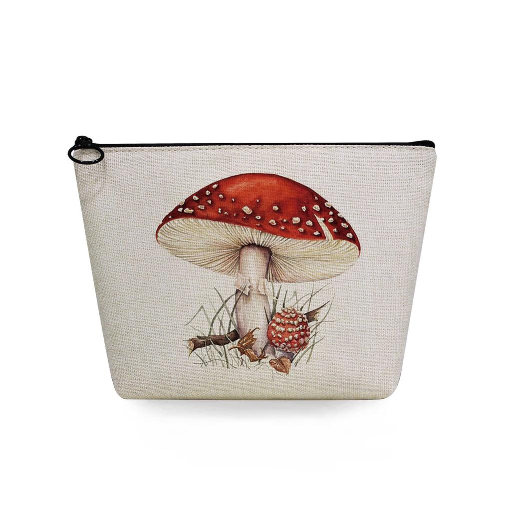 Women Mushroom Print Cosmetic Bag Toiletries Organize Travel Storage Case 6869