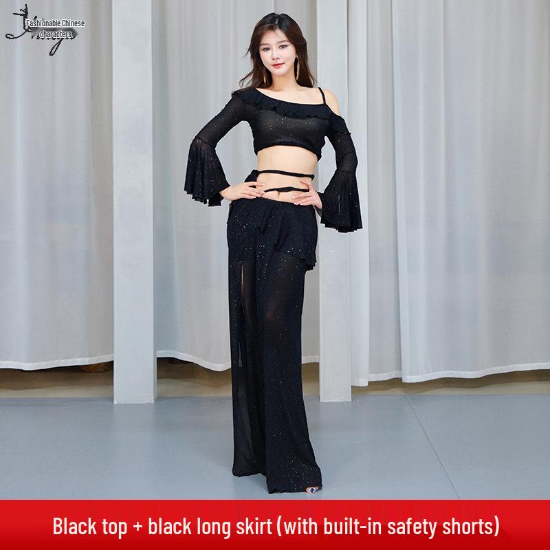 Huayu Belly Dance Costume: Mesh Sequins Dress Set for Women