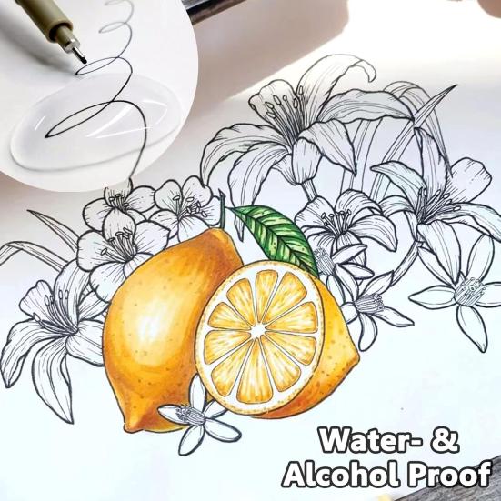 Juego de 12 rotuladores de dibujo de micropunta fina, resistentes al agua, tinta pigmentada, punta de nailon suave, a prueba de manchas.