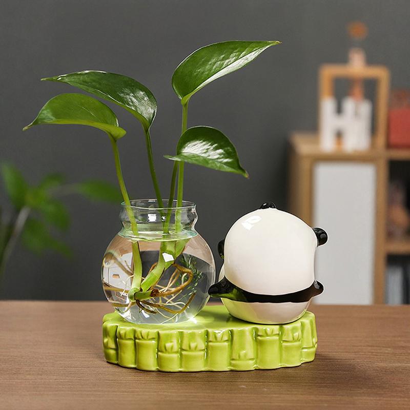 1PC Ornament Vibrant Tea Table Ornament Adorn Panda Gift Hydroponic Desktop Vase Home Living Room