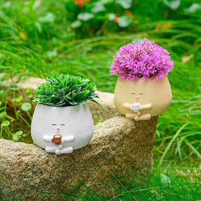 Neuer niedlicher Blumenkopf-Pflanztopf mit Drainageloch Kreative Sukkulenten-Pflanzgefäße Sukkulenten-Töpfe Ornament für Zimmer- und Außenpflanzen