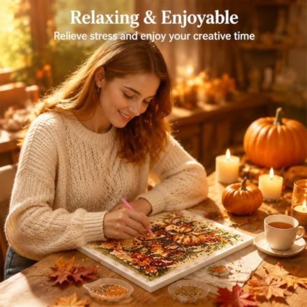 1 Set Autumn Theme Pearl Painting Kit Diamond Dot Picture Pearl Art Kit  Thanksgiving Gift