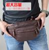 Bolsa de Cintura de Couro Genuíno Masculina Funny Pack Bolsa de Cinto Porta-Celular Múltiplos Bolsos Bolsas para Caminhada Corrida e Ciclismo pochete