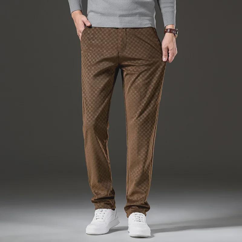 

Men s Slim Fit High Waist Corduroy Plaid Pants - Korean Style 36 (180 lbs) серебряный серый