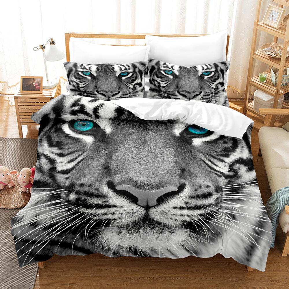 3D Digital Printing Three-Piece Set, Chinese Tiger Picture 3D Digital Printing Bedding Kit