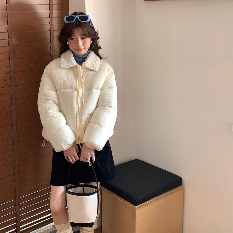 Korean Version of Padded Jacket Lapel Simple Foreign Style Short Age-reducing Warm Bread Clothes Women's Coat