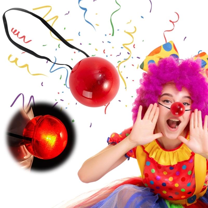 Rote Leuchtende Clownsnasen Cosplay-Nasen Zirkusnasen für Halloween Weihnachten Karneval Kostümparty Erwachsene Verkleidung
