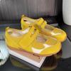Version peau de mouton chaussures jaunes chaussures Mary Jane en maille été nouveau Velcro bouche peu profonde tête ronde chaussures simples