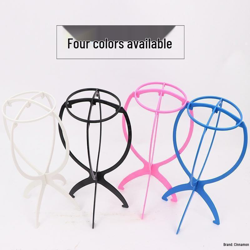 Barber Shop Folding Wig Stand - Plastic Hair Support Tool & Head Cover Holder