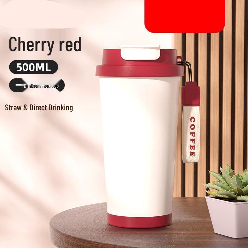 Mingshi Portable Stainless Steel Travel Mug with Dual-Drink Lid