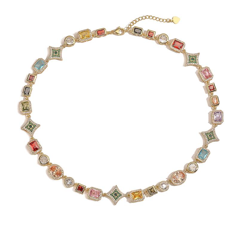 

HECHENG, Candy Star Colorful Zircon Bracelet With Detachable and Adjustable Design Neutral and Niche Zircon Necklace Other&45cm
