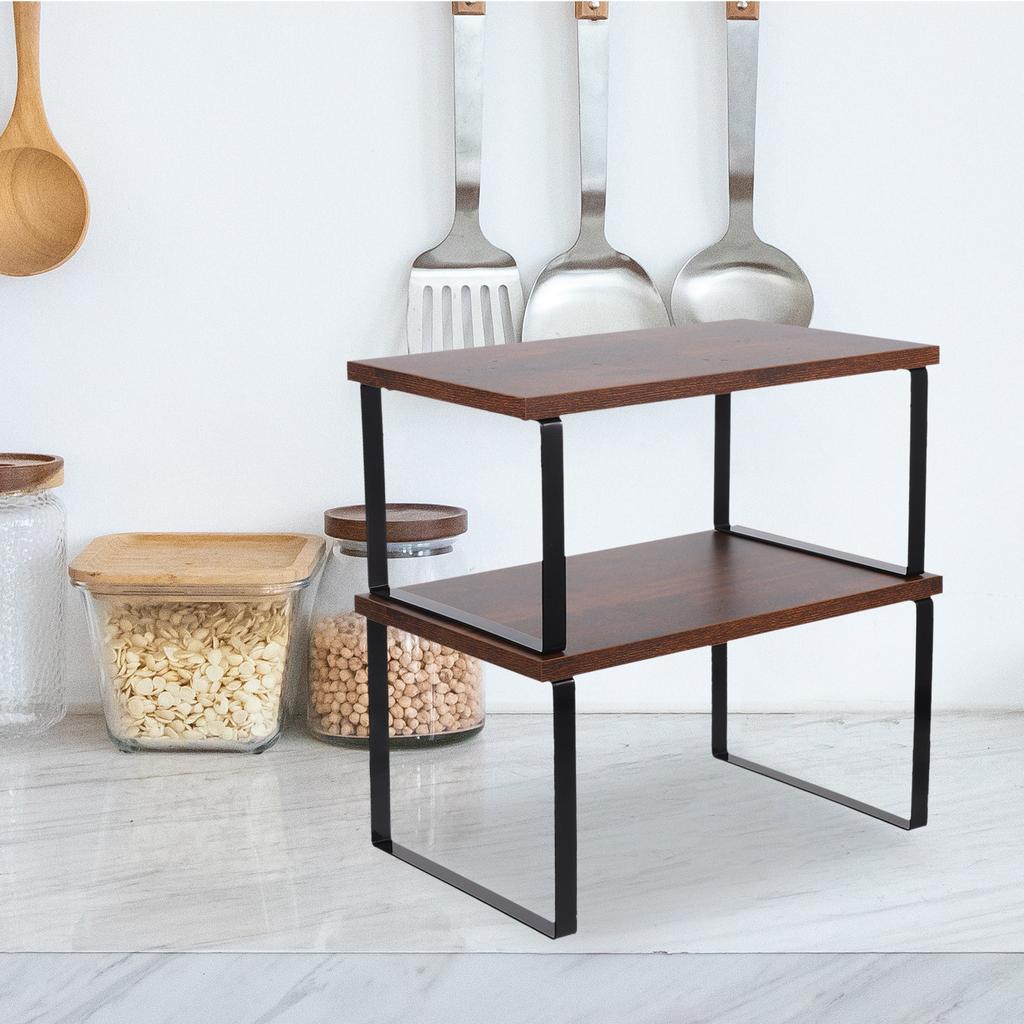 Versatile Wood Shelf for Kitchen Cabinet Desktop Countertop Spice Organizer Multifunctional Space Saving Clutter Free Design