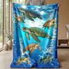 Ocean Turtle Journey Theme blanket Lightweight Warm Flannel Blanket Decorative Throw Blanket for Home Decoration