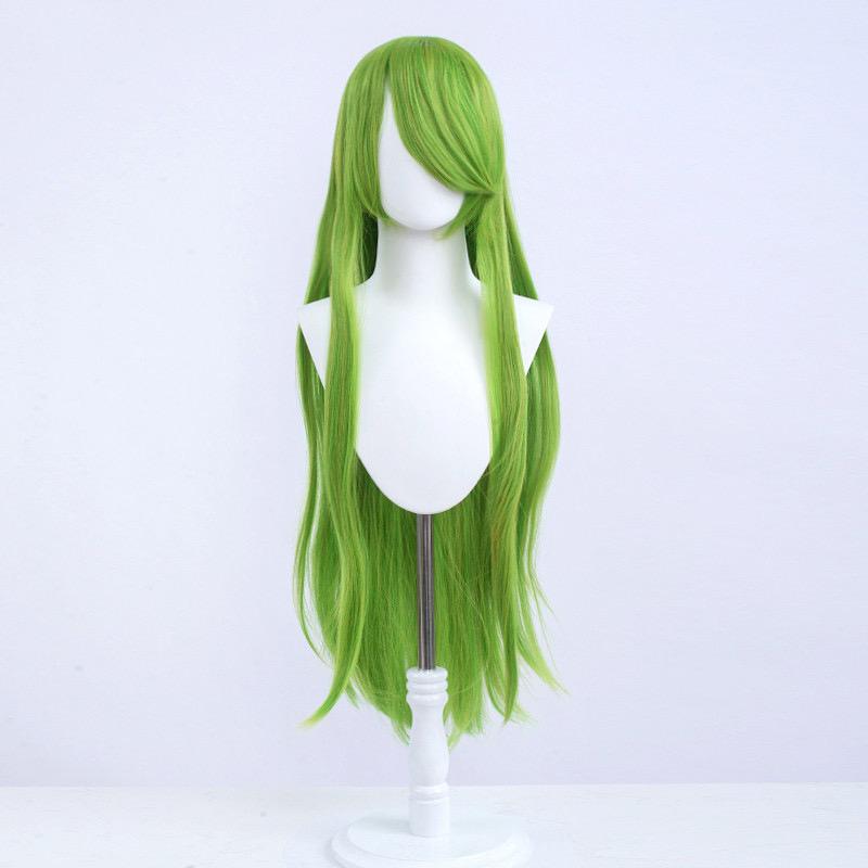 Halloween Cosplay Anime Feest Fancy Pruik Kostuum Pruik 100cm Lang Steil Hittebestendig Synthetisch Haar Anime Gekleurd Haar 100cm green