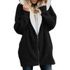 Damer Ensfarget Oversized Glidelås Ned Hettekåpe Cardigans Yttertøy Med Lomme