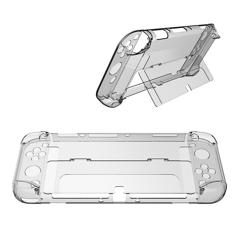 For Nintendo Switch OLED Protector Transparent Hard PC Case with Kickstand