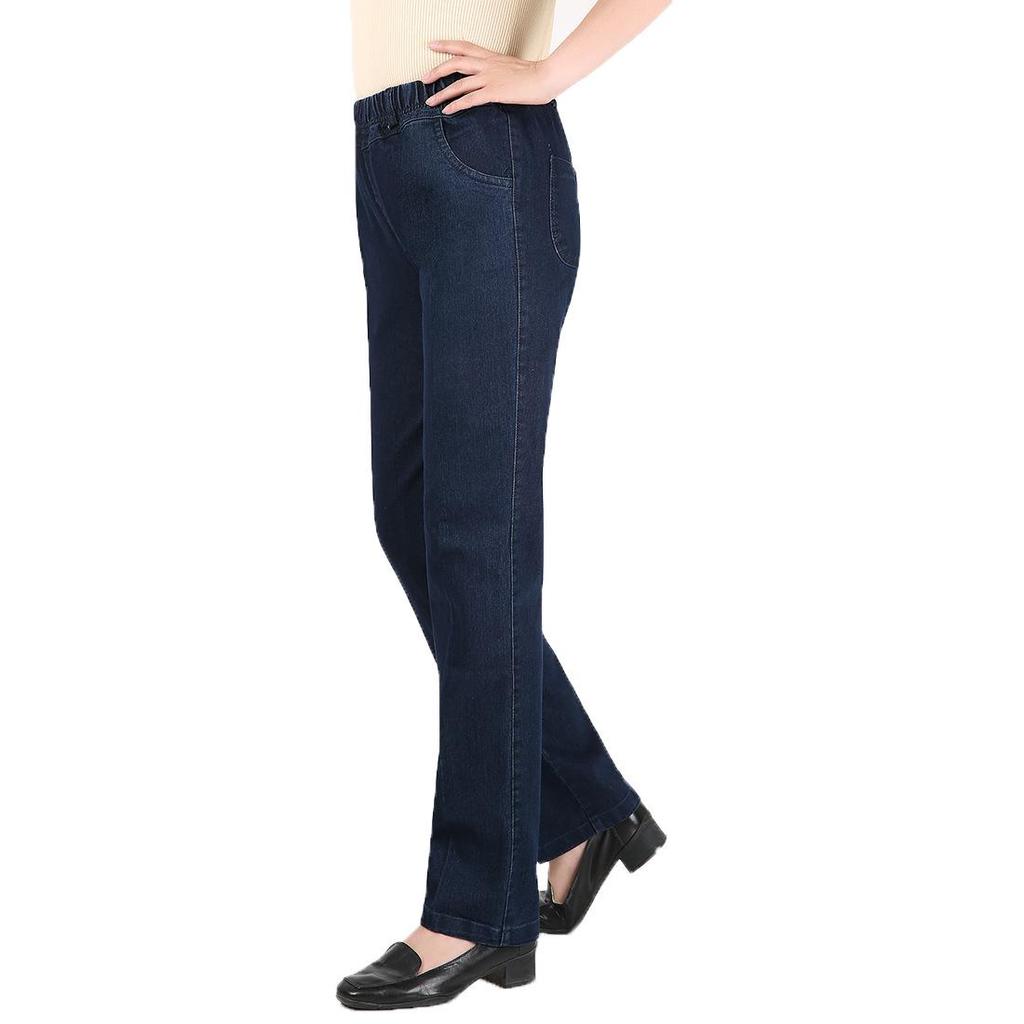 Spring 2025 Women's Plus Size Stretch Denim Jeans: Loose Fit, Middle-Aged Skinny Style