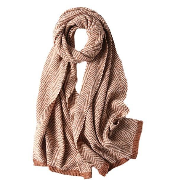 171G Korean version of herringbone pattern imitation cashmere scarf student girl knitting thickened autumn and winter warm ins wind