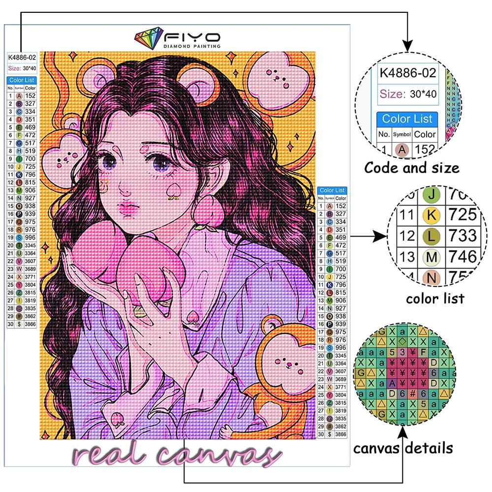 5D Diy Diamond Painting Cute Pink Girl Cross Stitch Full Diamond Embroidery Mosaic