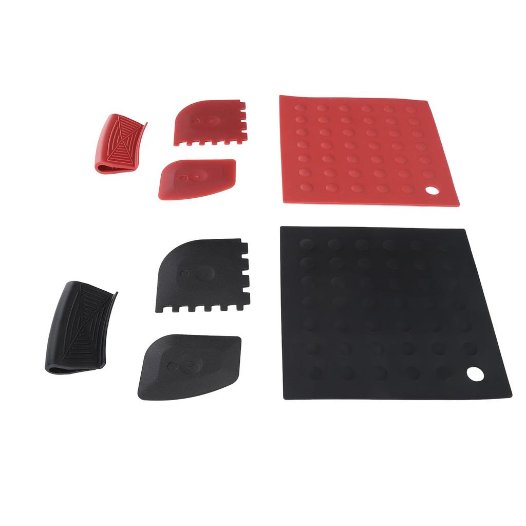 8pcs Silicone Hot Handle Holders Insulation Pad Set with Silicone Pan Scrapers Heat Resistant for
