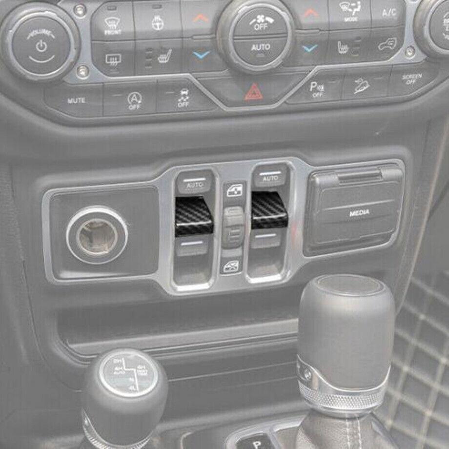 For 18- Jeep Wrangler JL ABS Carbon Car Window Lift Switch Button Cover Trim
