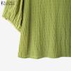 ZANZEA Women's Casual Textured O-neck 3/4 Sleeve Loose Blouse