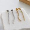 JINHUI Stainless Steel Ear Needle Crystal Long Chain Tassel Stud Earrings For Women Round Cubic Zirconia Drop Earrings Jewelry