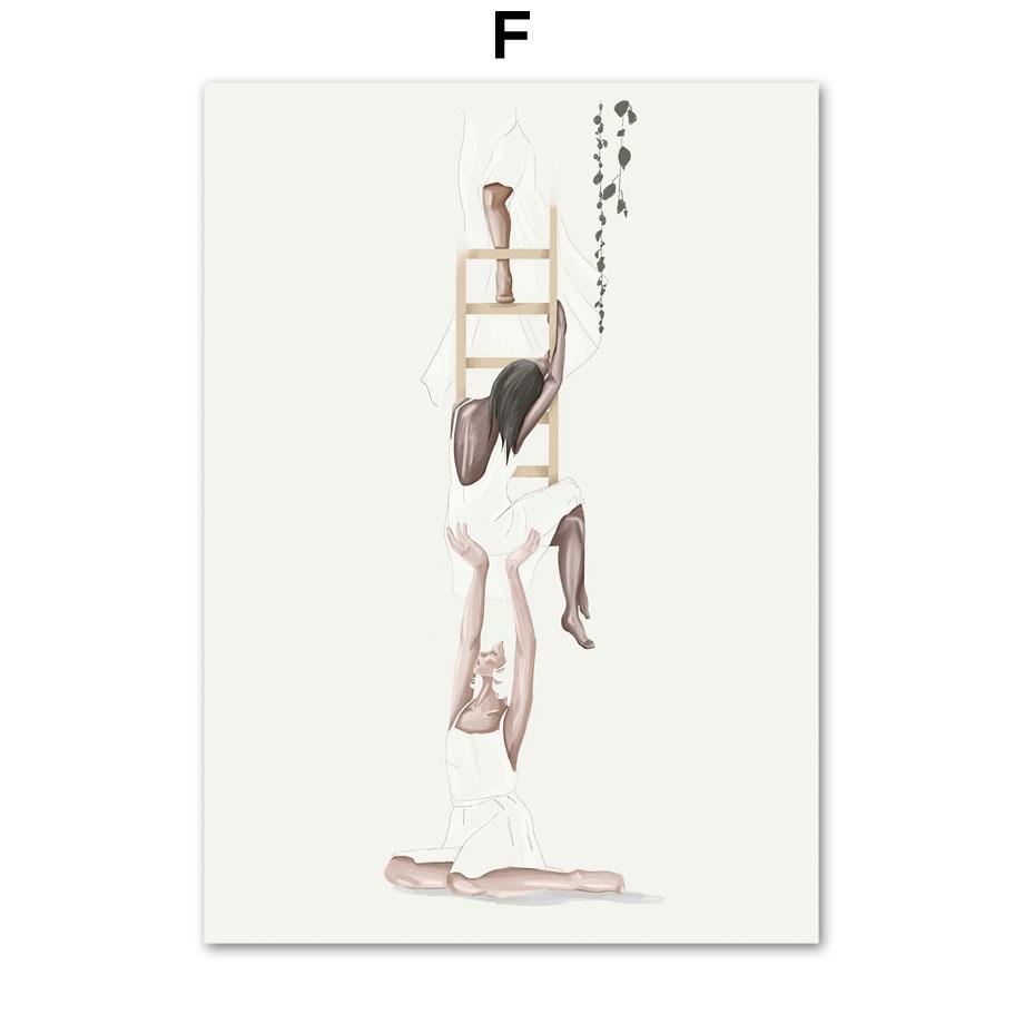 Abstrakte Frau mit Vision Musik Körper inneren Frieden Wand Kunstdruck Leinwand Malerei Nordic Poster Dekor Bilder für Wohnzimmer