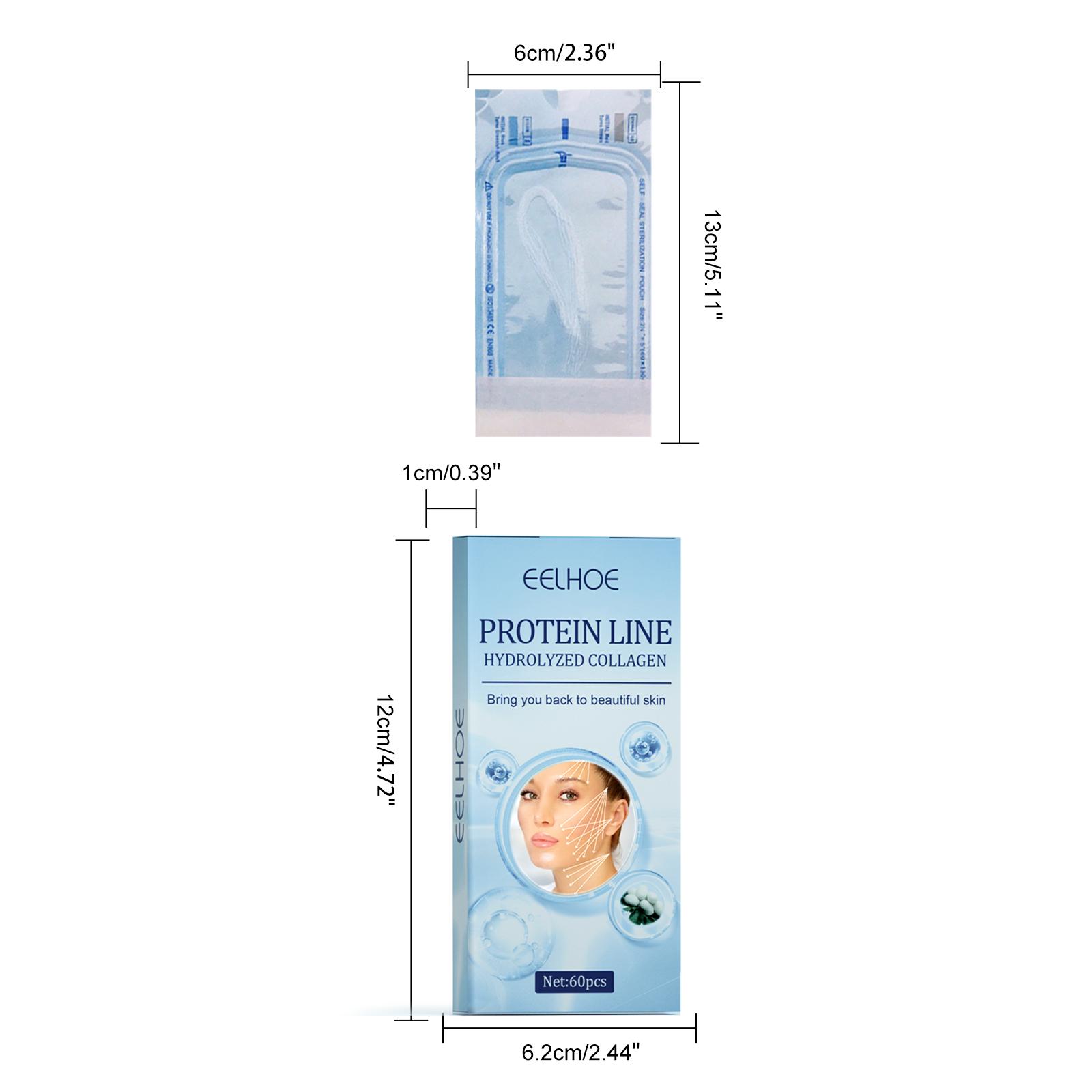 

60Pcs Gold Protein Line Fade Wrinkle Firming Facial Filler No Needle Absorbable Smoothing Hydrolyzed Collagen Thread Serum 60pcs