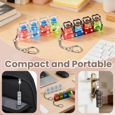 4-Tasten Klicky Silent RGB Tastatur Fidget Clicker Schlüsselanhänger Kleines taktiles Entspannungsspielzeug Zur Stress- und Angstbewältigung Erwachsene Jugendliche G