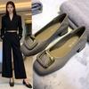 Square Buckle Temperament Single Shoes Women's Autumn New Shallow Mouth Square Head Soft Sole Women's Shoes Gentle French Low Heels