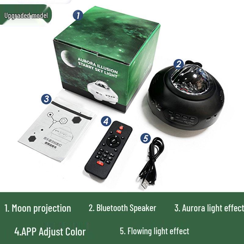 Bluetooth Aurora Projector: Starry Sky & Water Ripple Laser Light for Bedroom Atmosphere