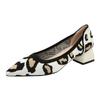 New thick heel knitted shoes temperament versatile fashion leopard print color matching pointed shoes woven shoes