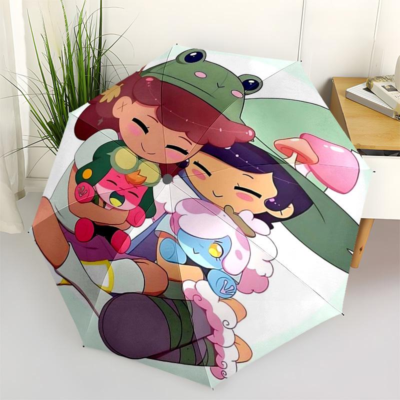 

1pc Adoptable Frog & Mushroom Friends Outdoor Umbrella - Automatic Opening/Closing, Portable 3-Fold Design with 8-Bone Iron Frame - Perfect Gift for F