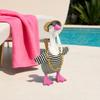 Porch Goose Costumes for 7 Inch Goose Statue, Striped Sweater Straw Hat Sunglasses Chain Set, Easy To Wear Soft Fabric Outdoor Decor Accessories