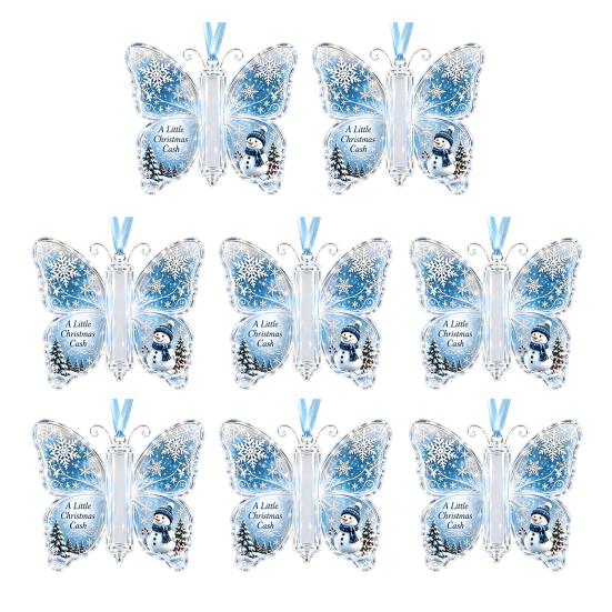 Geschenke für Familie Freunde Schmetterling Bargeldgeschenk Schmuckstück, Weihnachts-Geldhalter Hängende Dekoration mit festlichem Urlaubs-Haus-Druck, Acryl-Baum-Anhänger