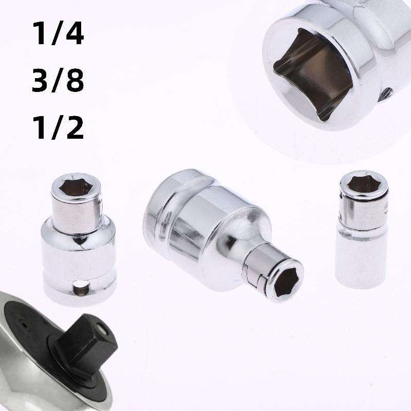 Silver Screwdriver Holder Impact Socket Conversion Adapter 1/4" 3/8" 1/2" Square Drive To 1/4" Hex Shank Socket Bit Converter