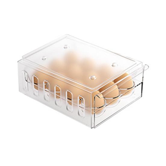 Boîte de Rangement pour Œufs Grande Capacité 36 Œufs Conception à Tiroir à Deux Niveaux Organisateur Transparent pour Réfrigérateur