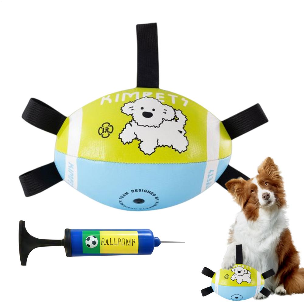 Dog Toy Football Interactive Chewing Sports Ball With Straps Interactive Dog Balls For Small Medium Large Breed Puppy Gum Health