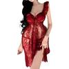 Sexy Lingerie Plus Size Babydoll Nightwear Lace Adult Underwear Elegant 40s Erotic Lingerie LL 2L 3L 4L XL Big Size Lingerie Knee-Length 40-710-RED-Q