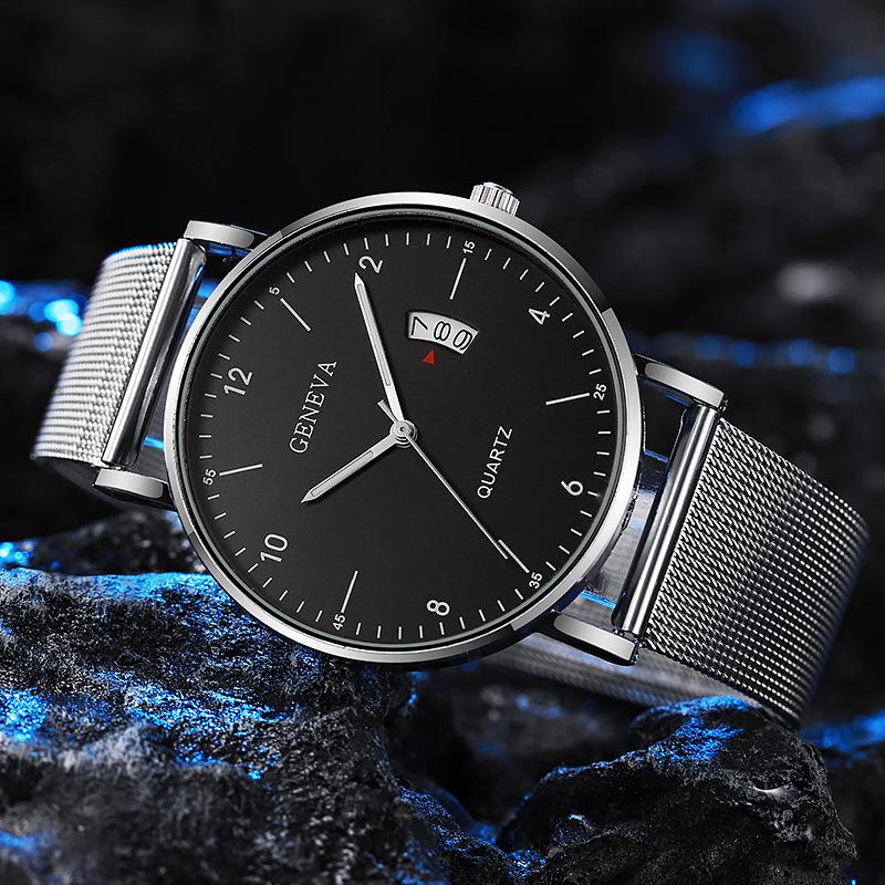 Fashion Styles Mans Watches Men's Luxury Mesh Calendar Watch Quartz Wristwatches Best Gifts Clock