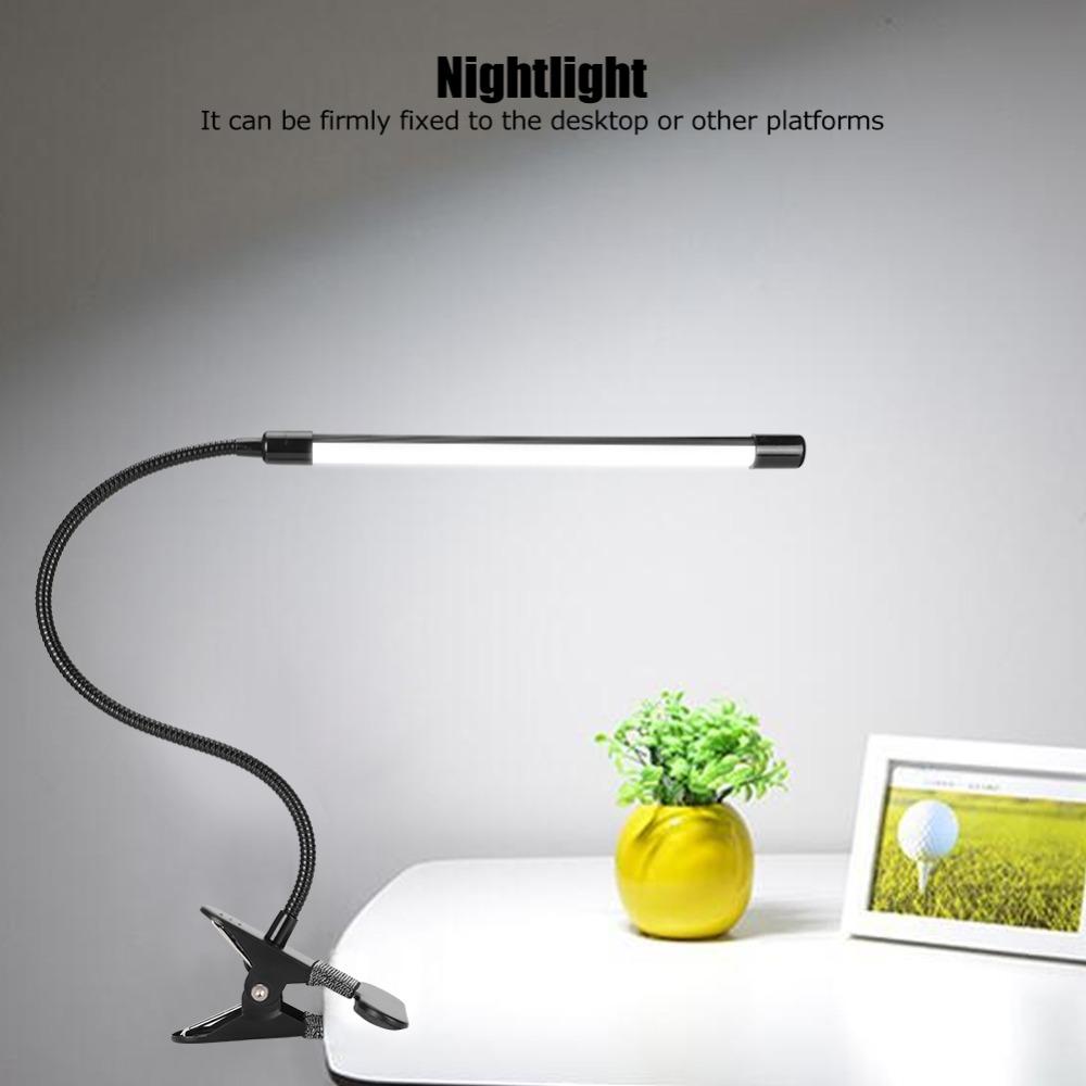 Black LED Clip Reading Light USB Powered Clip-On LED Light Eye-Caring LED Table Light  Bedside