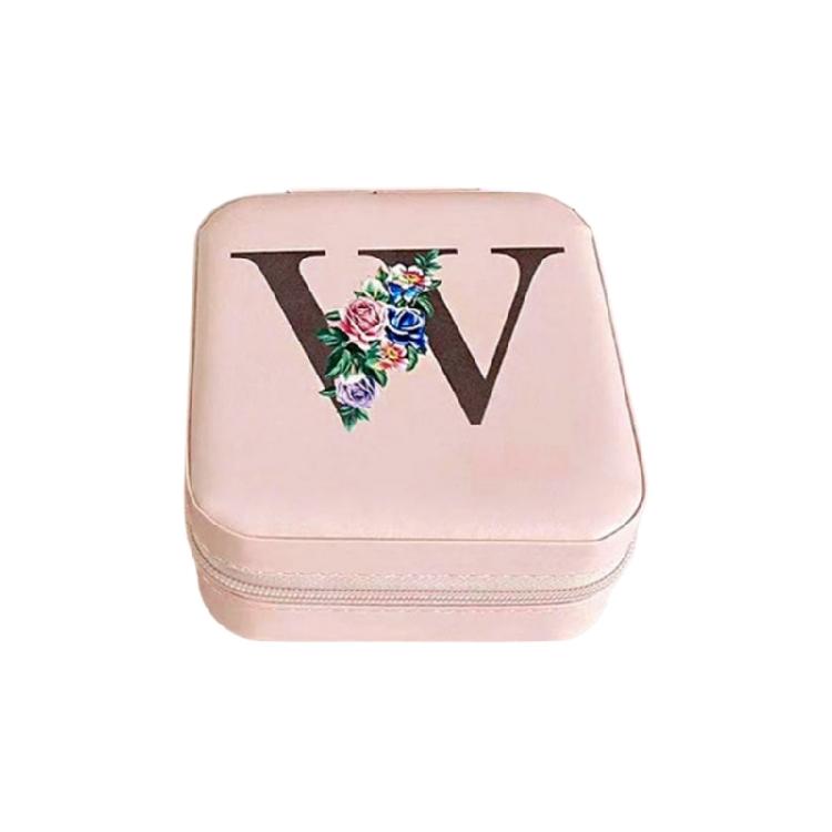 Jewelry Travel Organizers Letter Pattern Small Jewelry Container Fashion Portable Case PU Texture for Fashionable Lover