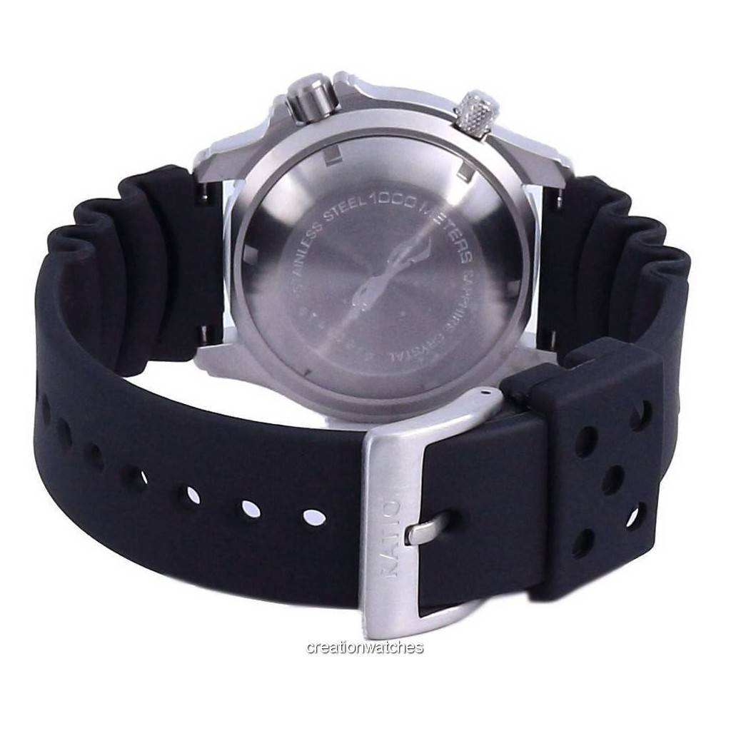 RATIO Pánské hodinky FreeDiver Helium Safe 1000M z nerezové oceli 1066KE20-33VA-BLK