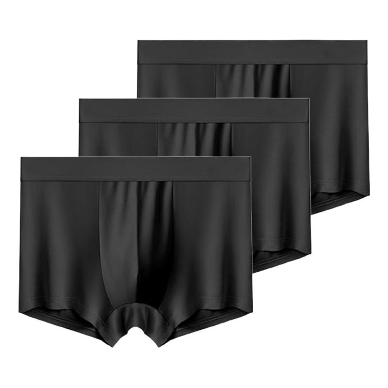 3 Pieces Men's Underwear Ice Silk Boxer Shorts Men Underpants Cool Breathable Sexy Thin Panties U Convex Lingerie L XL XXL 3XL 4XL
