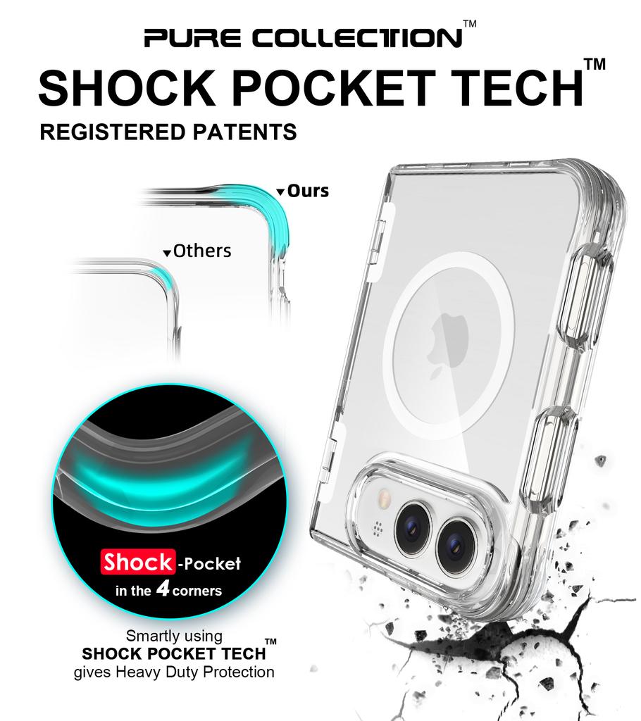For iPhone Ultra 18 Fold Wide Case New Simple Transparent For Magsafe Magnetic Phone Shockproof Hard Popular Back Cover