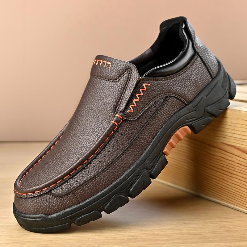 Herren Freizeitschuhe aus Leder 2025 Herbst Bequem Rutschfest Outdoor Slipper Britischer Stil Weiche Sohle Klassische Herren Laufschuhe