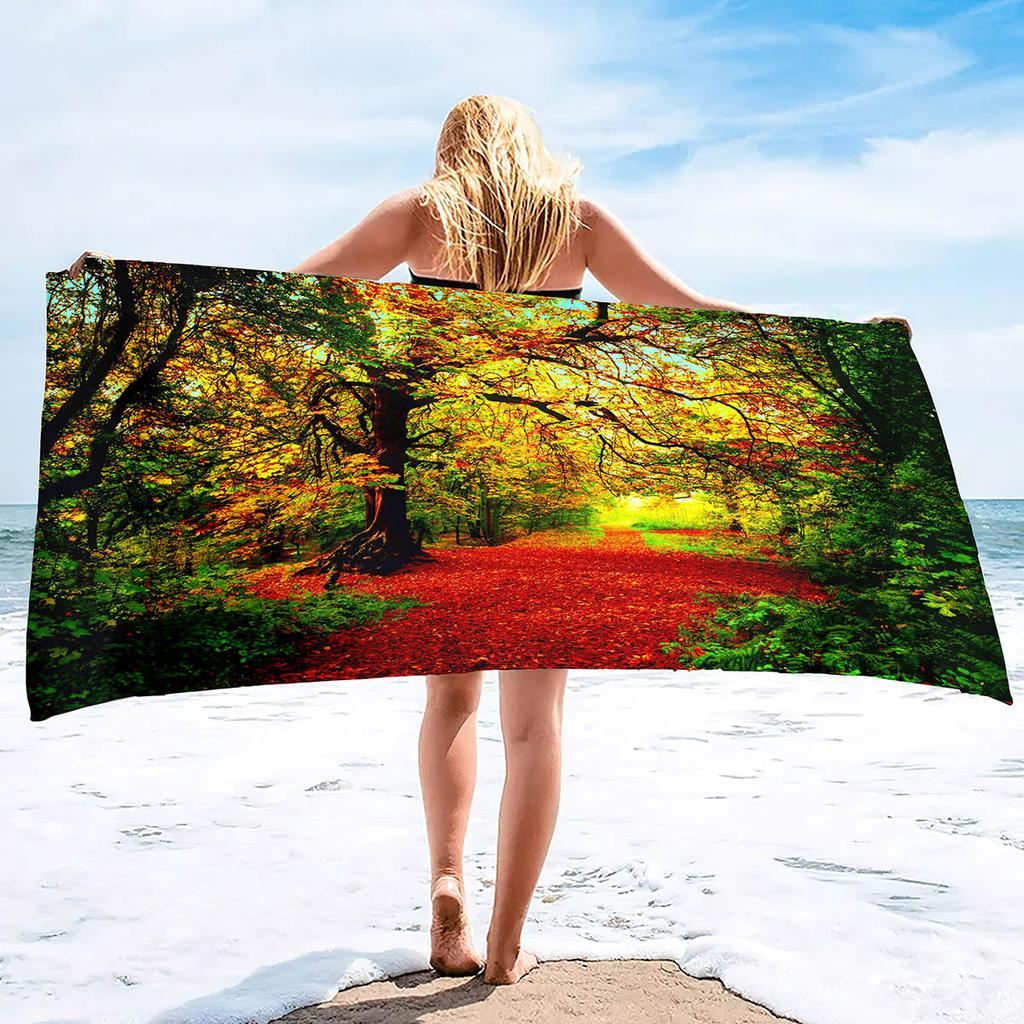 Forest Pattern Printing Series Seaside Vacation Beach Towel Swimming Bath Towel Sports Towel